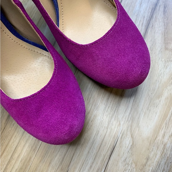 STEVE MADDEN “Toni” Purple + Cobalt Blue Platform Mary Janes Suede Heels Size 8 - Picture 5 of 9
